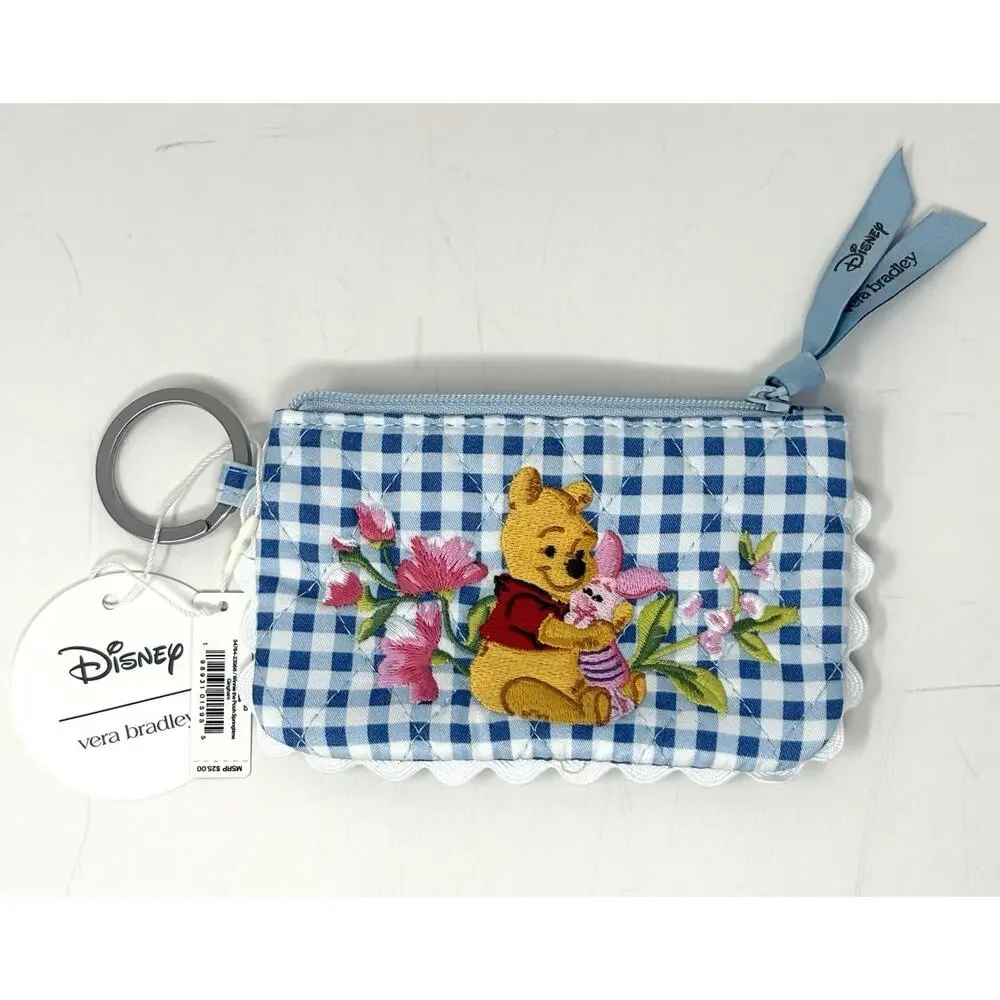 Vera Bradley Disney Winnie The Pooh Zip ID Card Case Pouch Wallet NWT Gingham